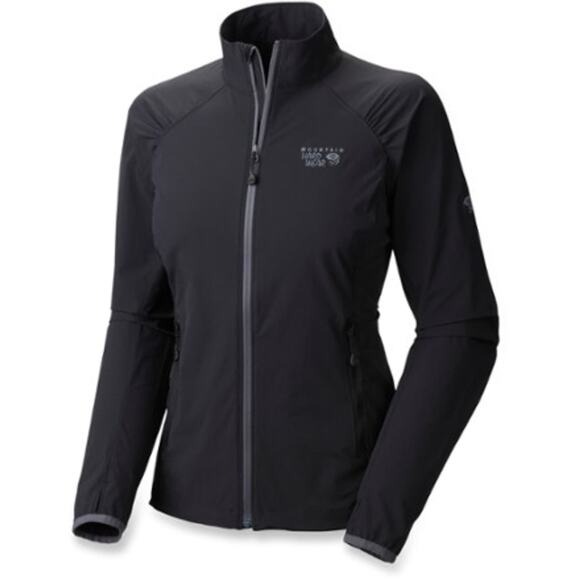 EUC‎ Mountain Hardwear Chocklite Jacket Black Hiking Vented Pockets Wmns Large - Picture 1 of 12